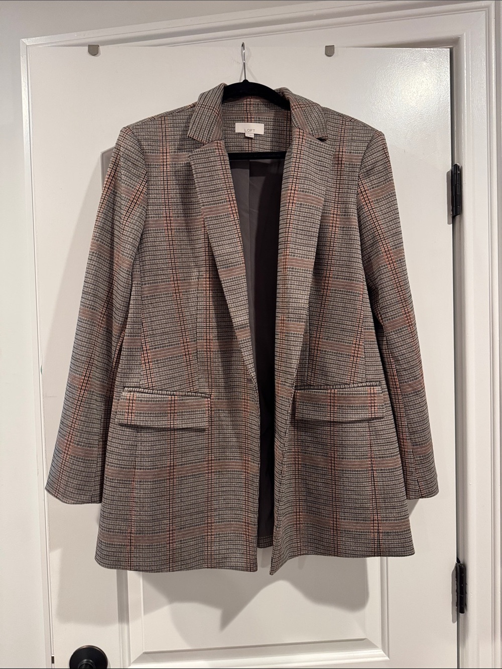 LOFT Plaid Long Blazer